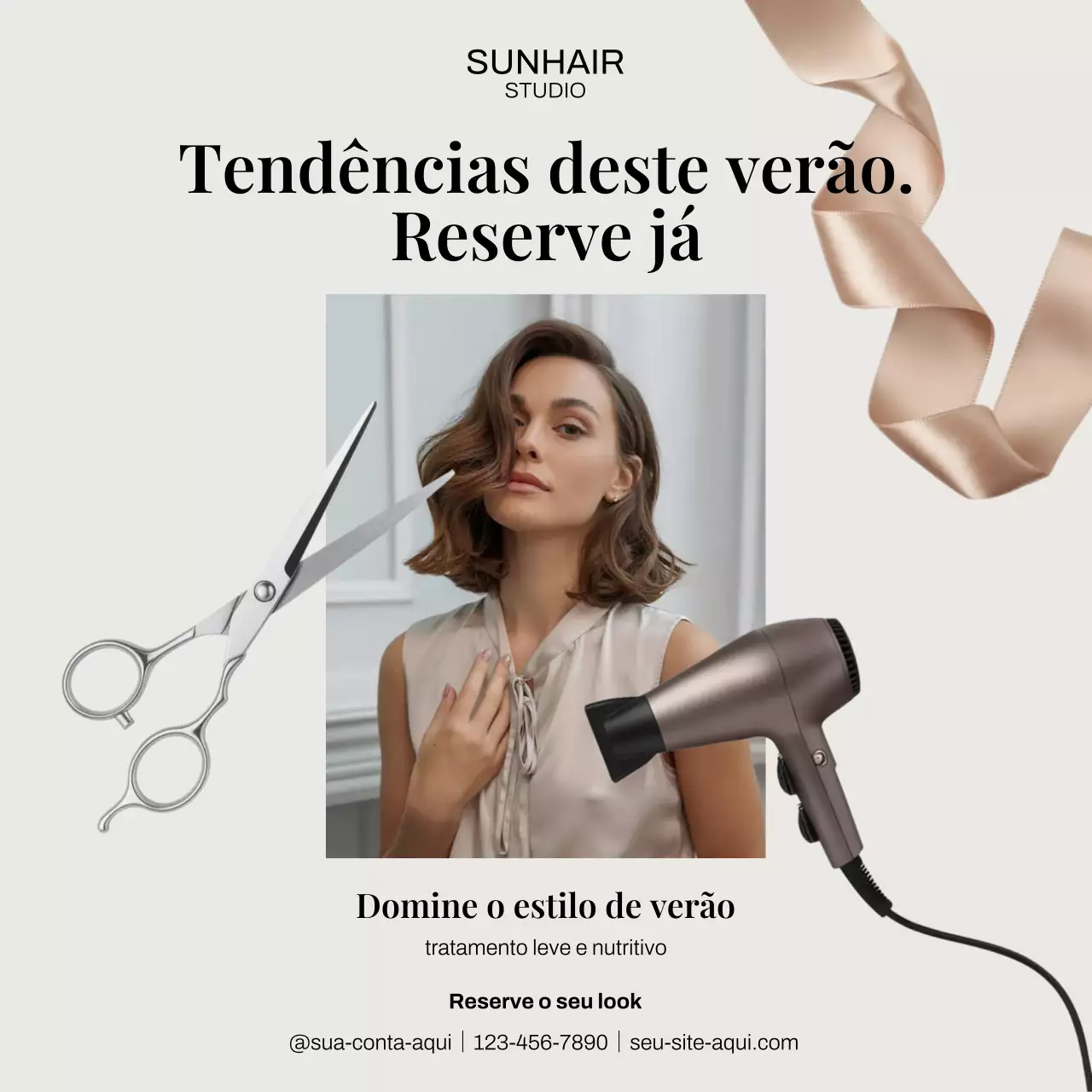 Postagem de promoção de cabelo moderno bege no Instagram