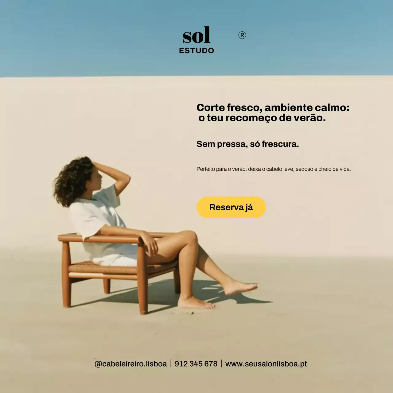 Postagem de promoção de cabelo minimalista bege no Instagram