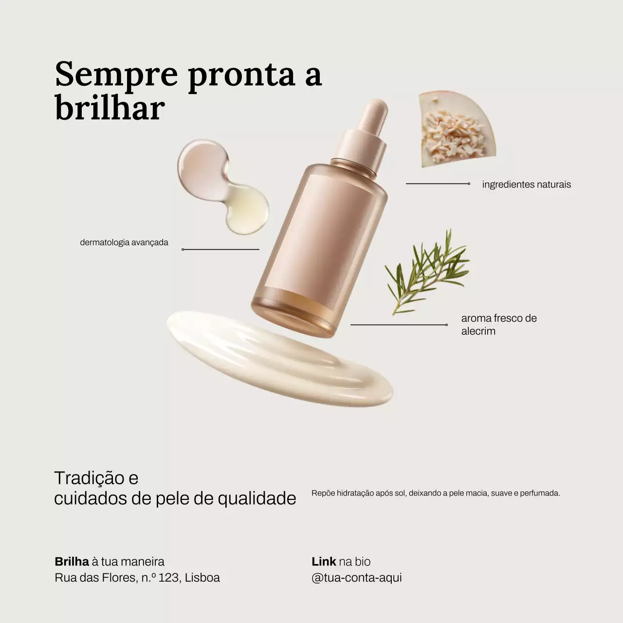 Postagem promocional de cuidados com a pele moderna bege no Instagram