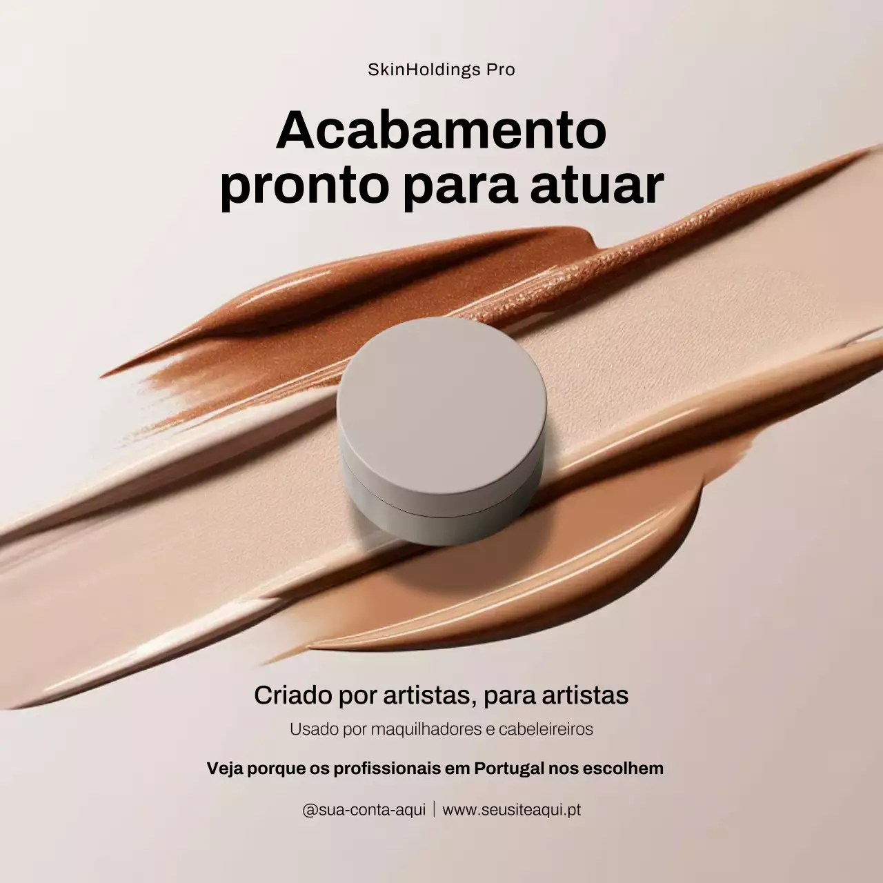 Postagem promocional de maquiagem moderna bege no Instagram