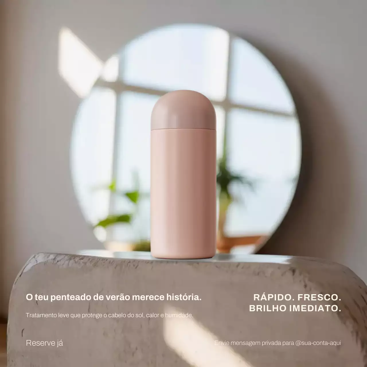 Publicação de anúncio de cuidados com o cabelo minimalista rosa no Instagram