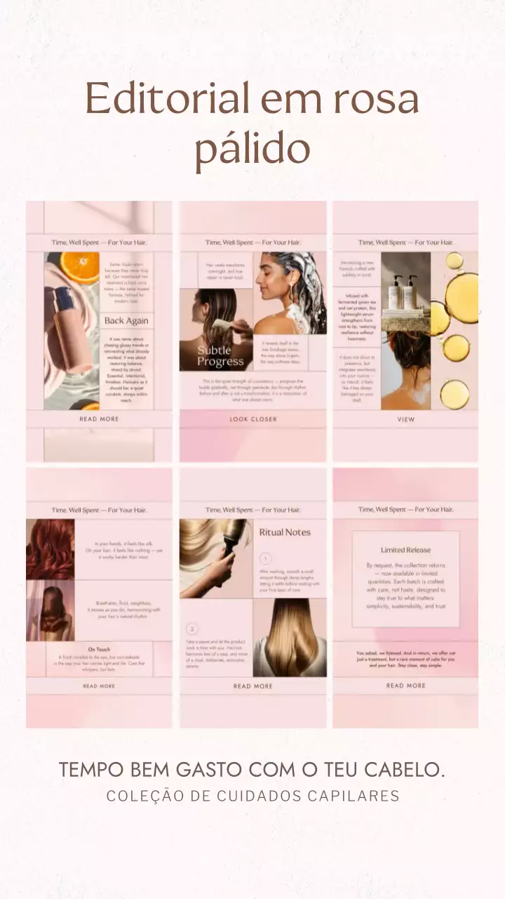 Publicação de anúncio de cuidados com o cabelo rosa elegante no Instagram