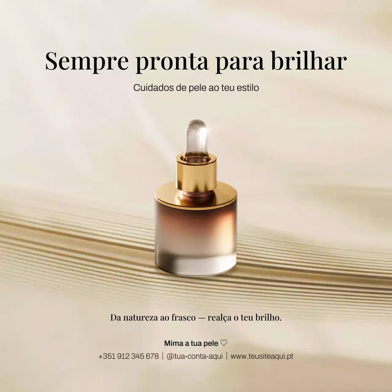 Postagem promocional de cuidados com a pele elegante bege no Instagram