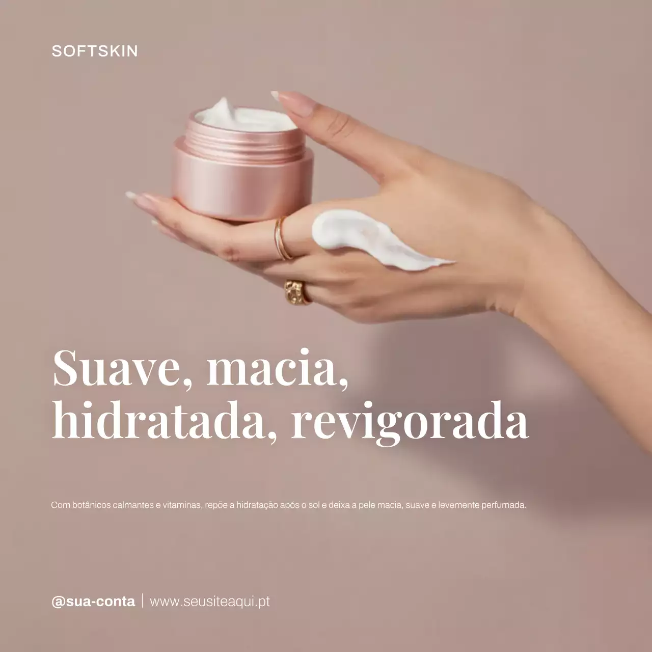 Publicação de anúncio de cuidados com a pele elegante bege no Instagram