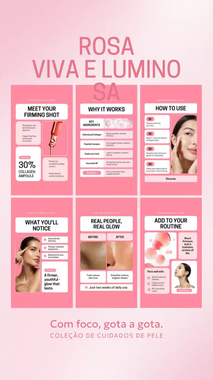 Guia de cuidados com a pele rosa moderno - publicação no Instagram