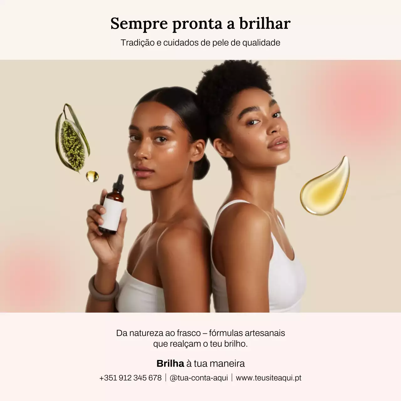 Publicação de anúncio de cuidados com a pele moderna bege no Instagram
