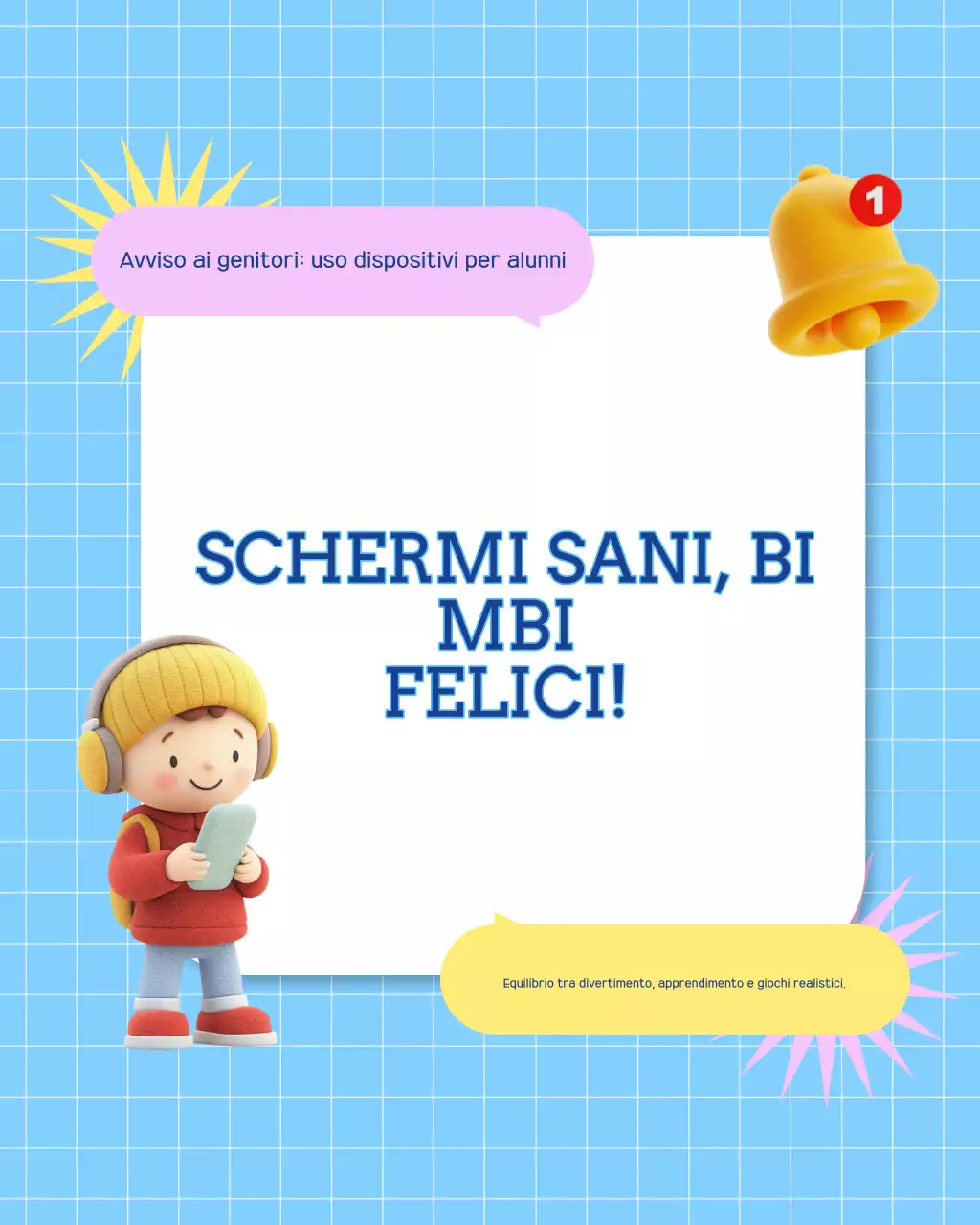 Guida al tempo trascorso sullo schermo blu e giocoso - Post di Instagram