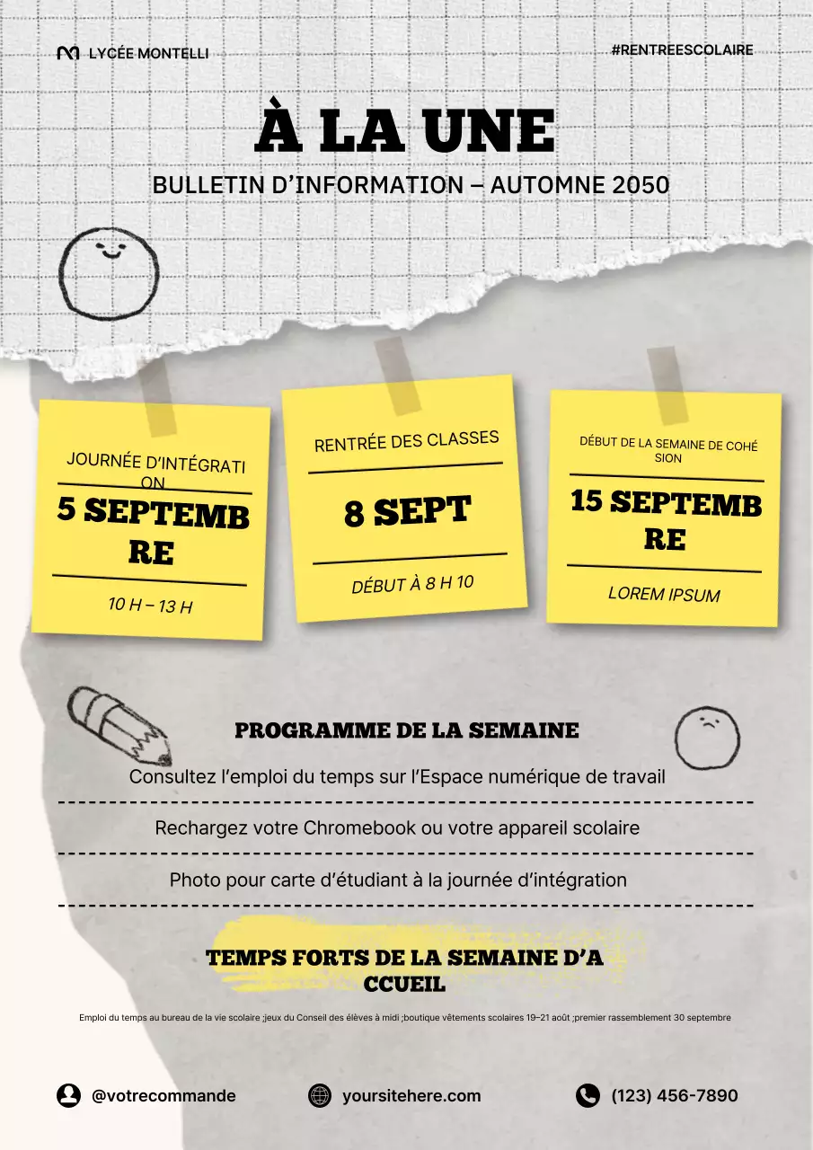 Affiche rétro beige du bulletin scolaire