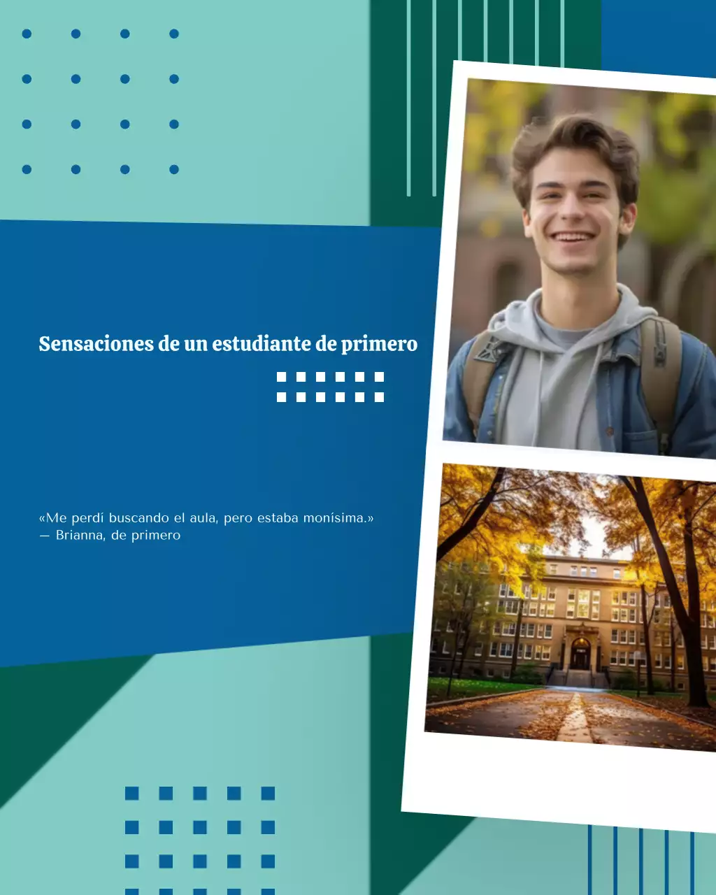 Plantilla para redes sociales con foto de regreso a clases en azul y celeste