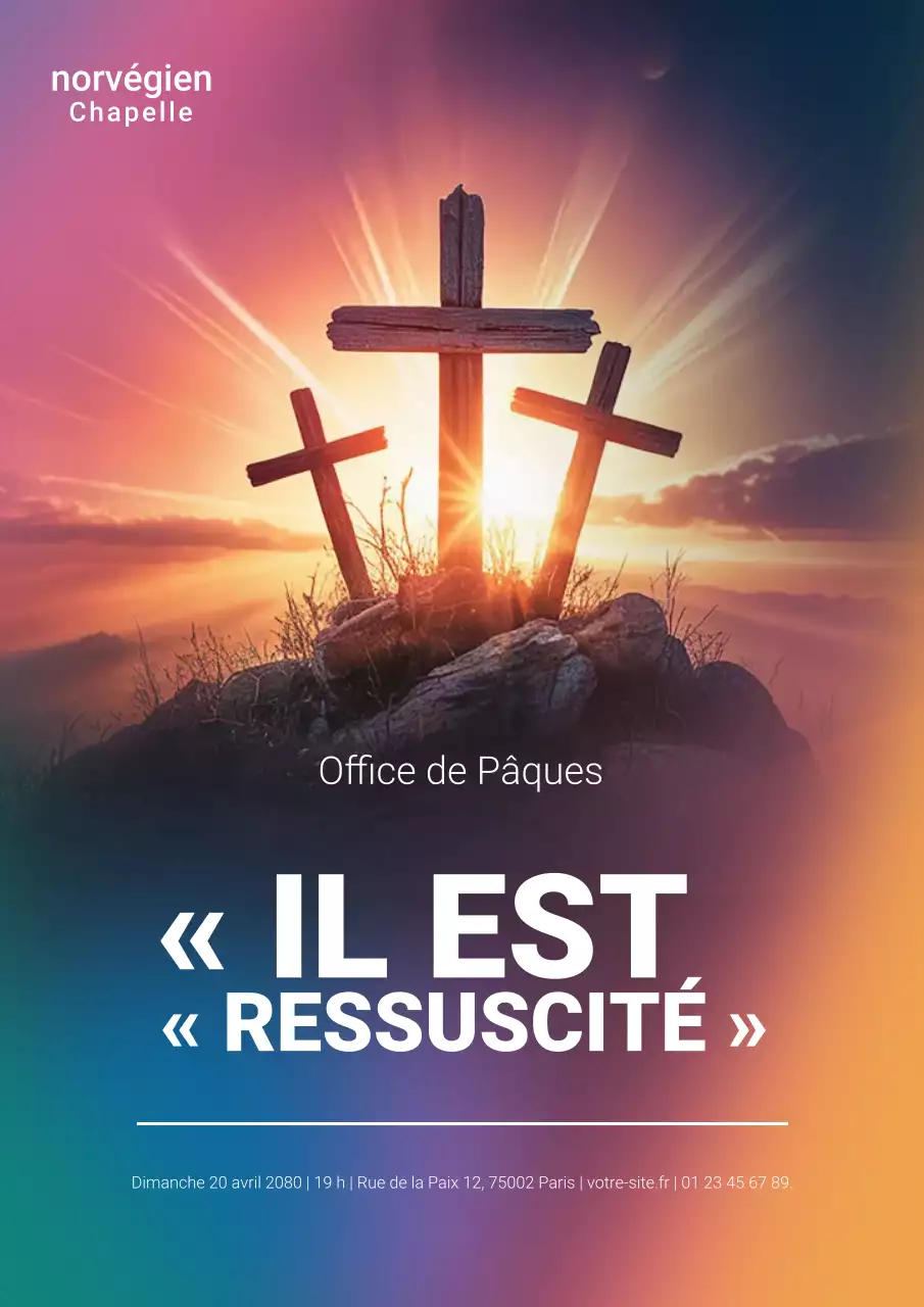 Affiche colorée annonçant l'événement de Pâques