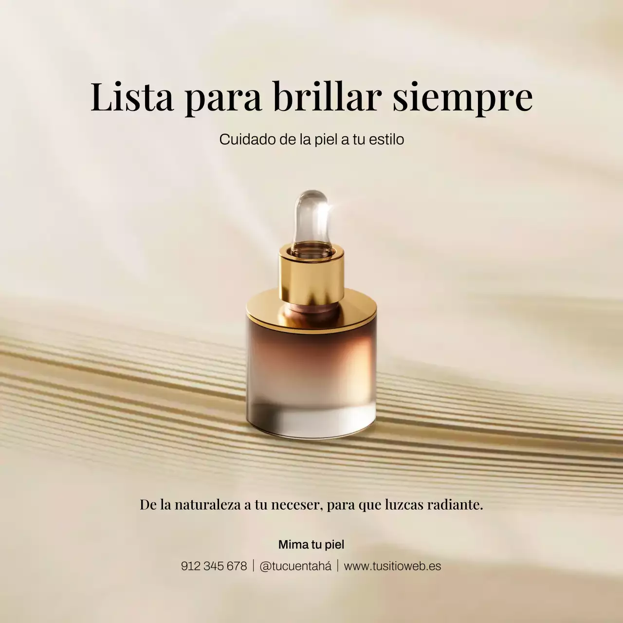 Publicación de Instagram sobre la promoción del cuidado de la piel en beige elegante