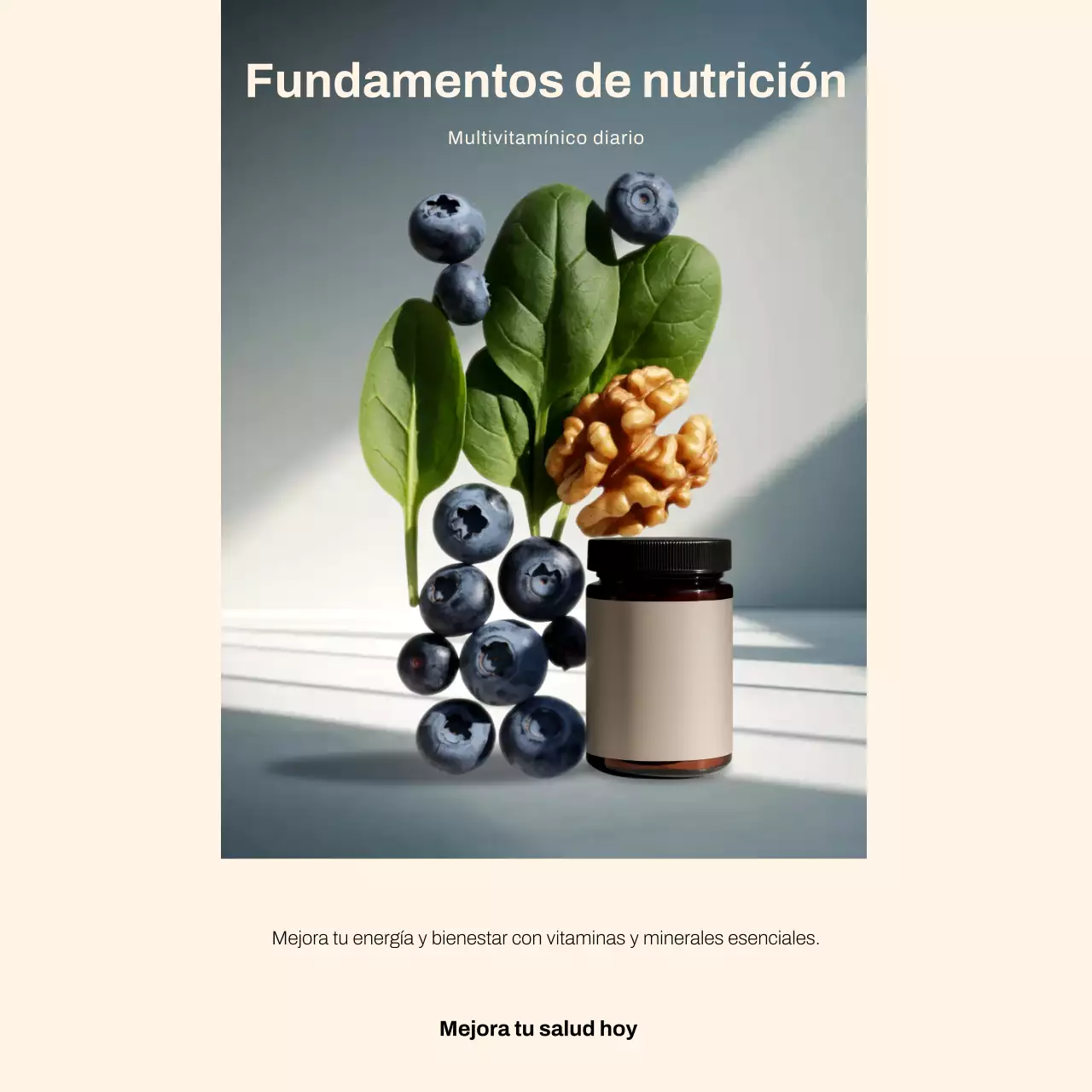 Publicación de Instagram de la promoción de nutrición moderna en beige