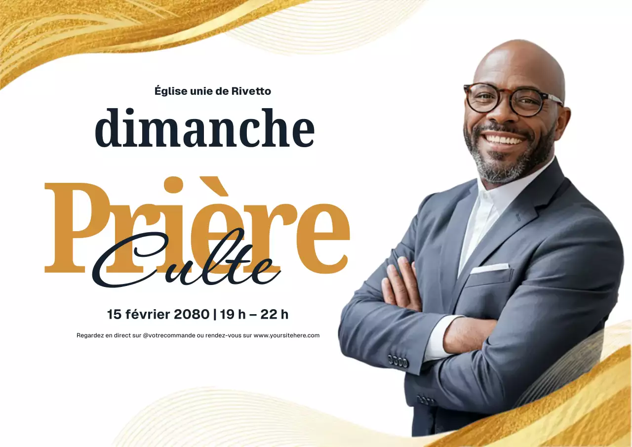 Affiche d'annonce de prière moderne dorée