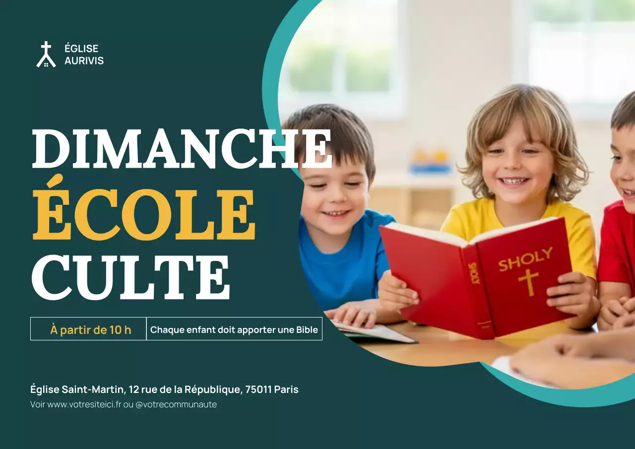 Affiche d'annonce de l'école moderne Teal