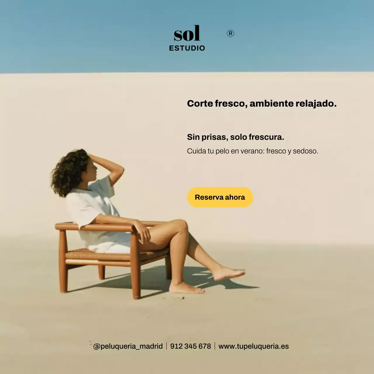 Publicación de Instagram para promocionar el cabello minimalista beige