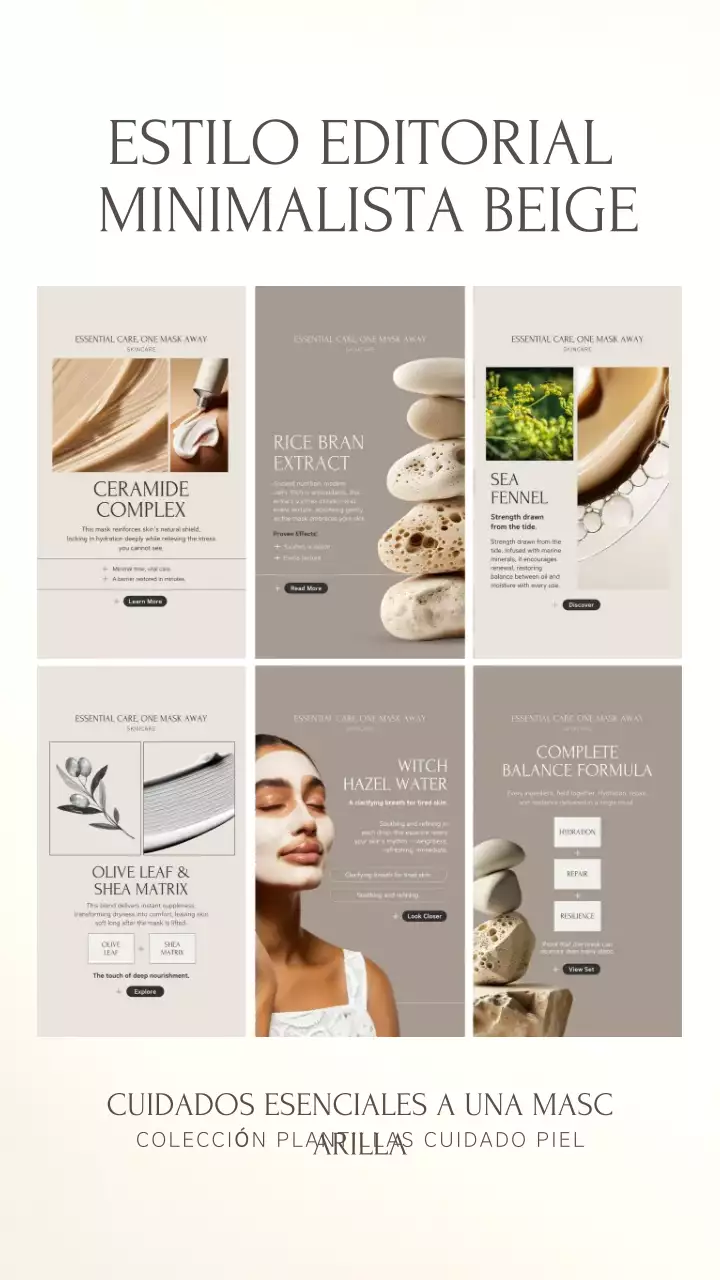 Historia de Instagram de promoción de cuidado de la piel minimalista en beige