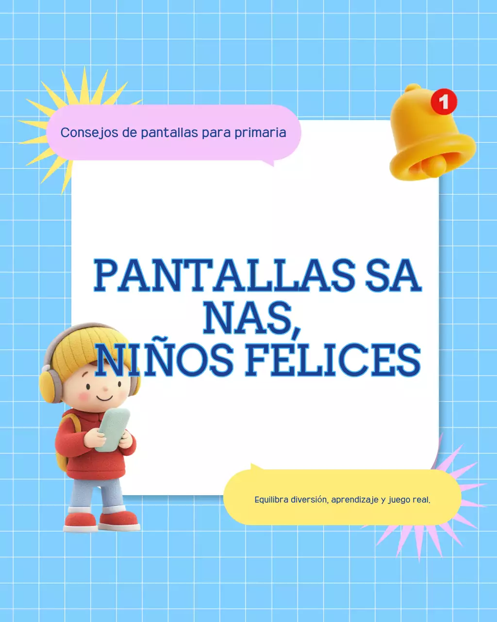 Guía de tiempo de pantalla azul y divertida: publicación de Instagram