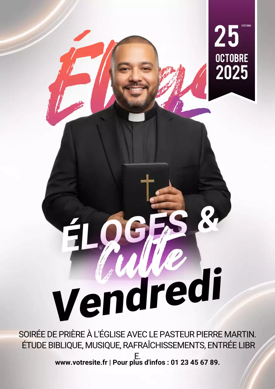 Affiche d'événement de culte moderne violet