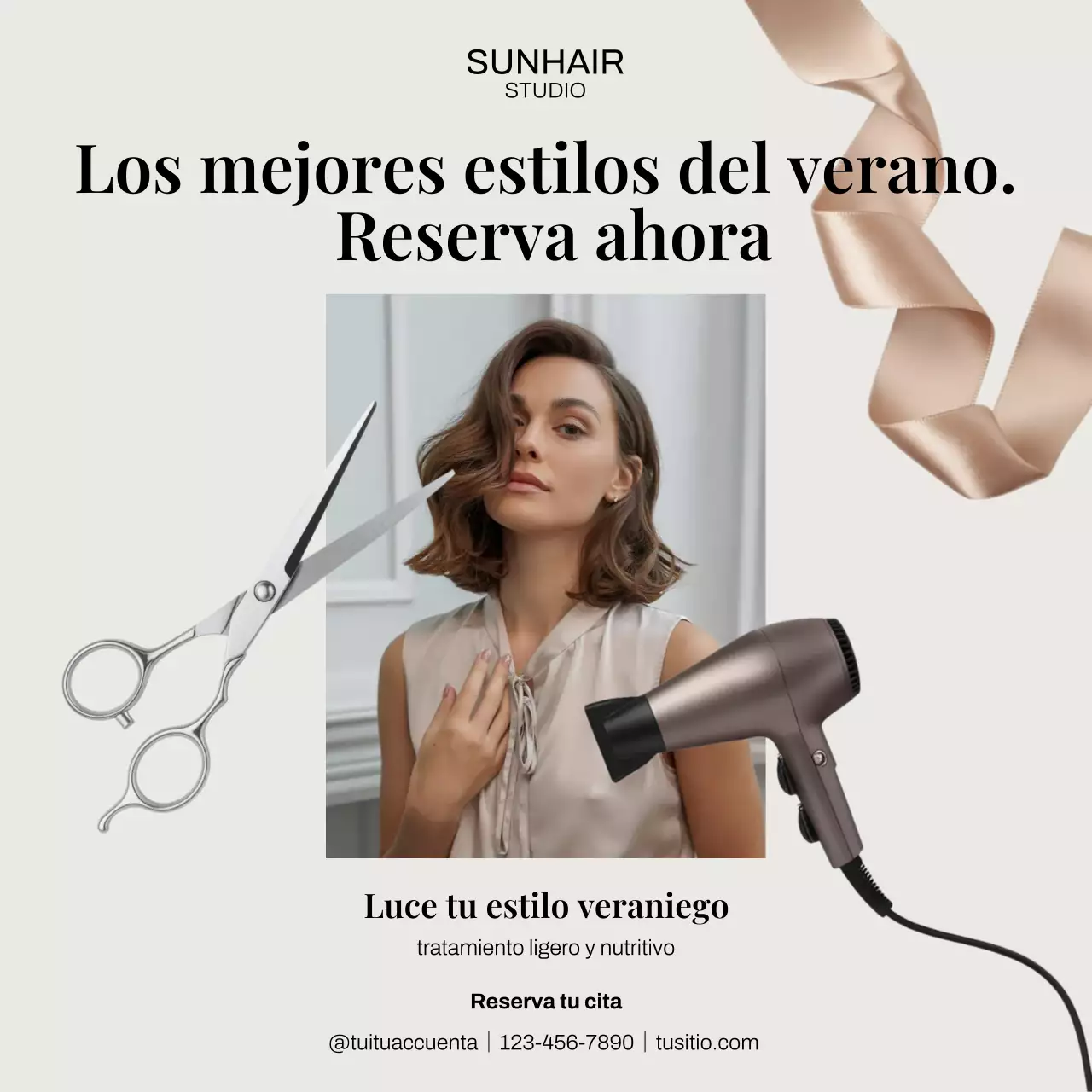 Publicación de Instagram para promocionar el cabello moderno Bbeige