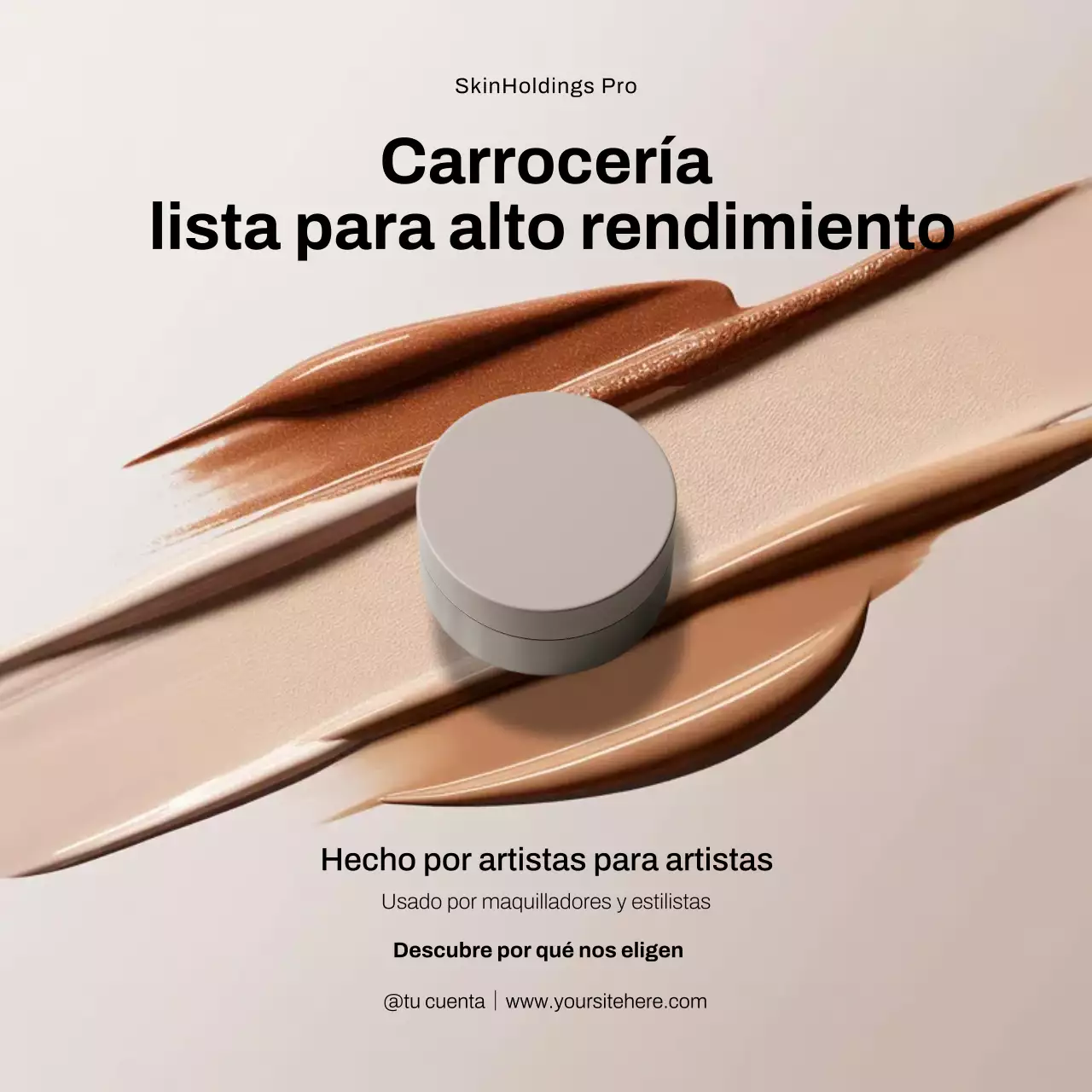 Publicación de Instagram de promoción de maquillaje moderno beige