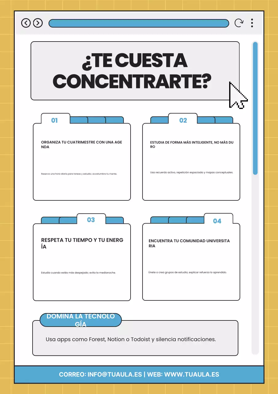 Póster de guía de estudio moderna azul