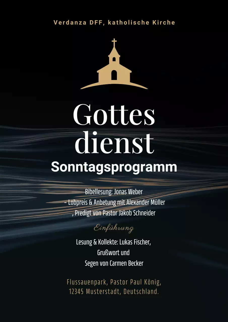 Schwarzes elegantes Anbetungsankündigungsplakat