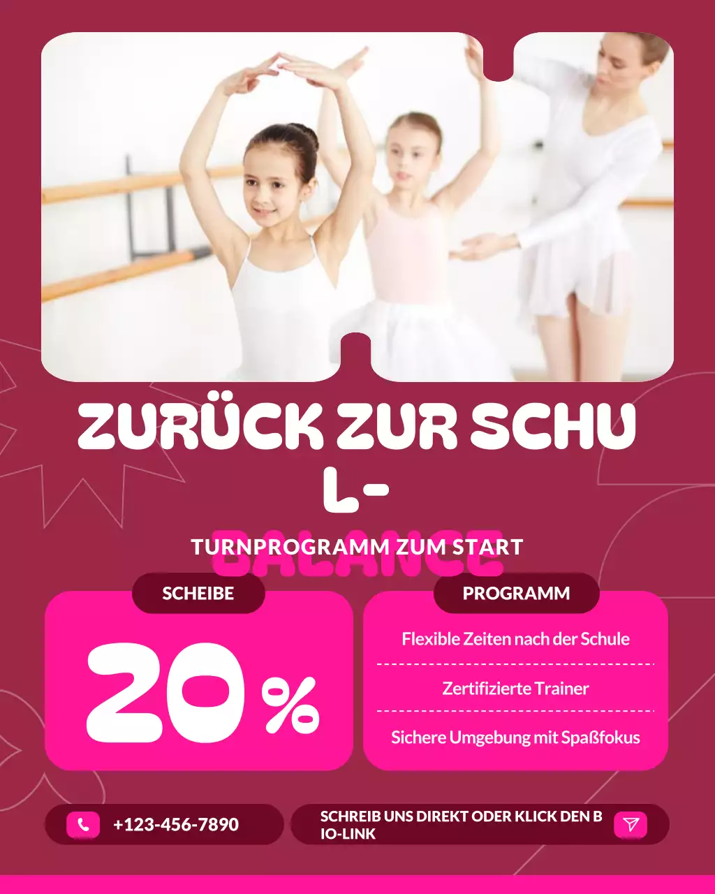 Instagram-Post zur Förderung von Blue Modern Gymnastics