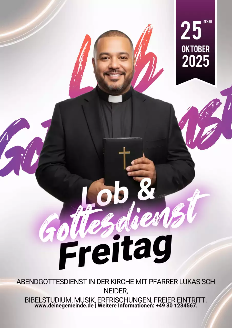 Lila Poster für moderne Gottesdienstveranstaltungen