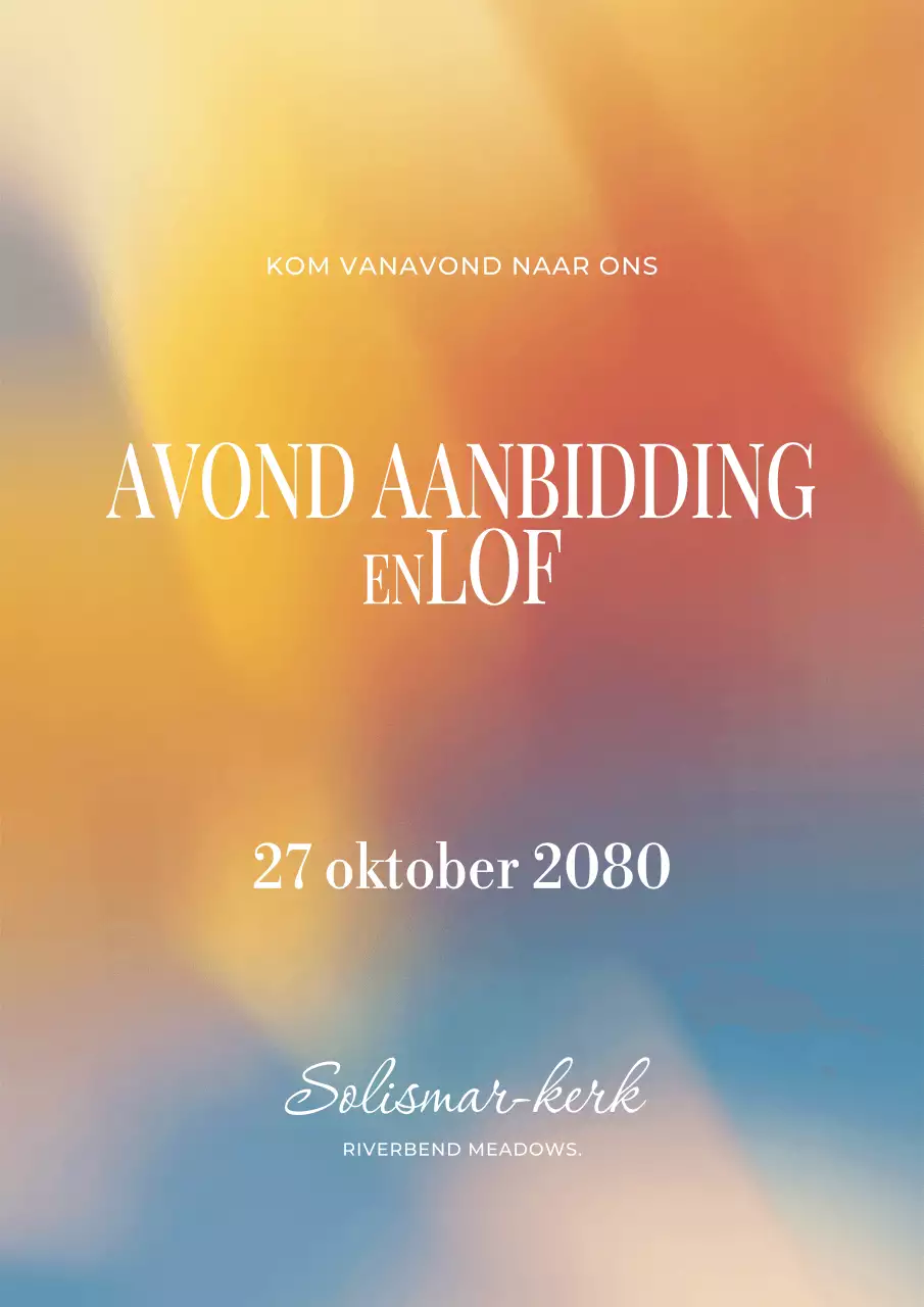 Kleurrijke pastelkleurige poster voor de eredienstaankondiging