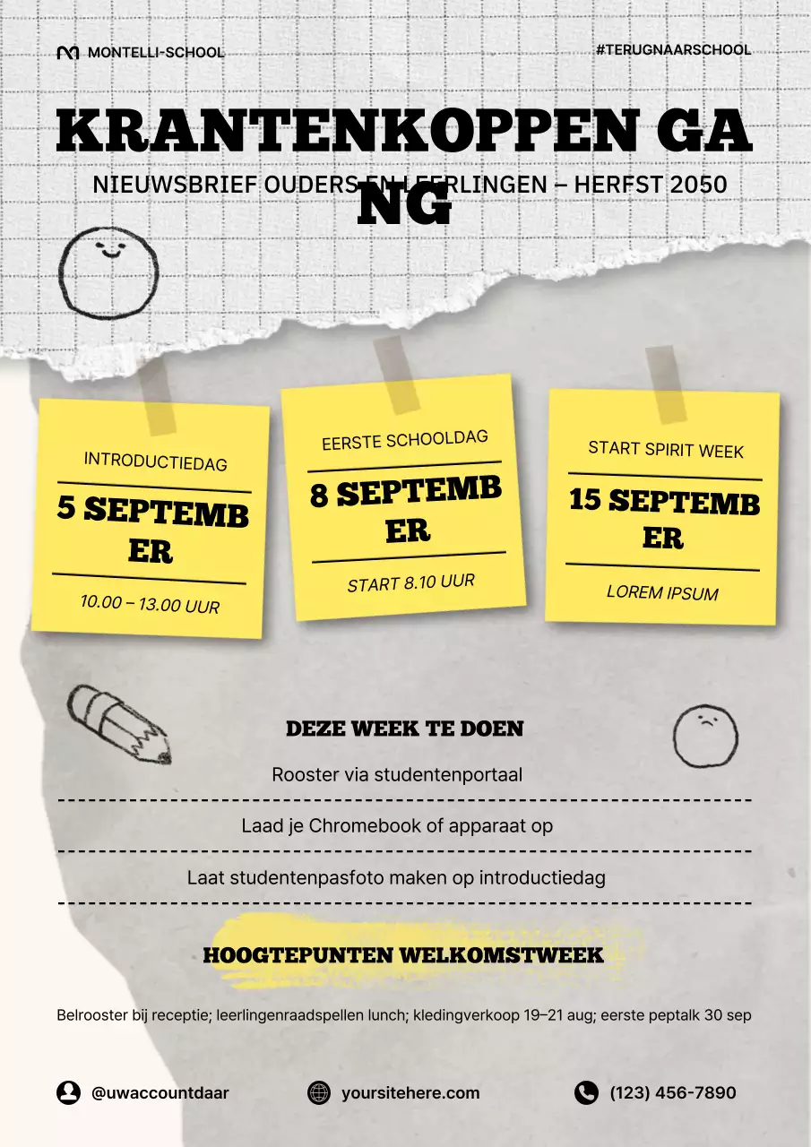 Beige Retro School Nieuwsbrief Poster