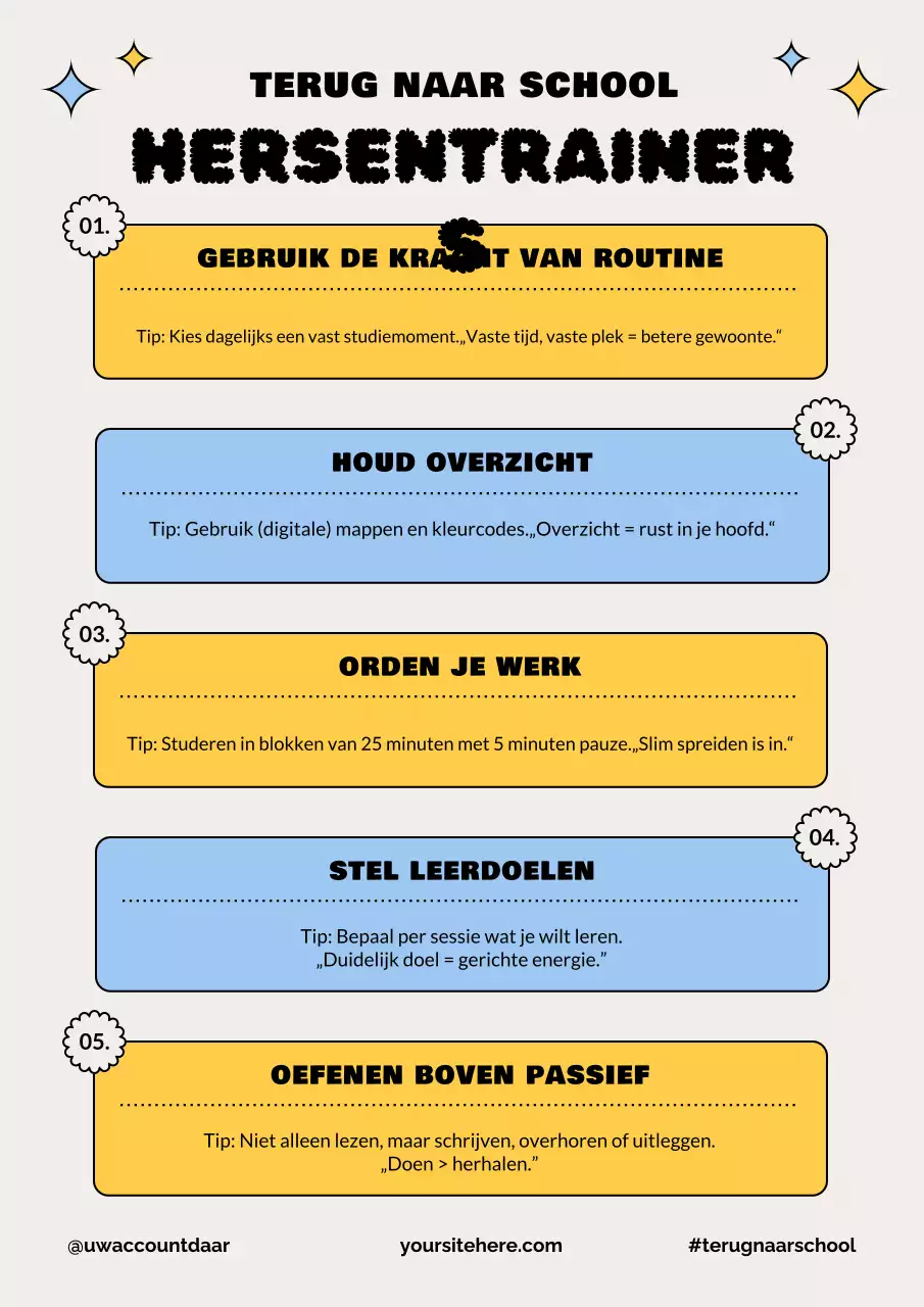 Beige moderne studietips poster