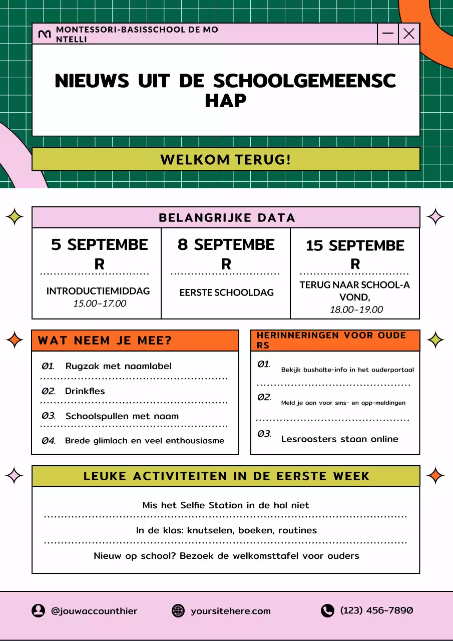 Beige Retro School Nieuwsbrief Poster