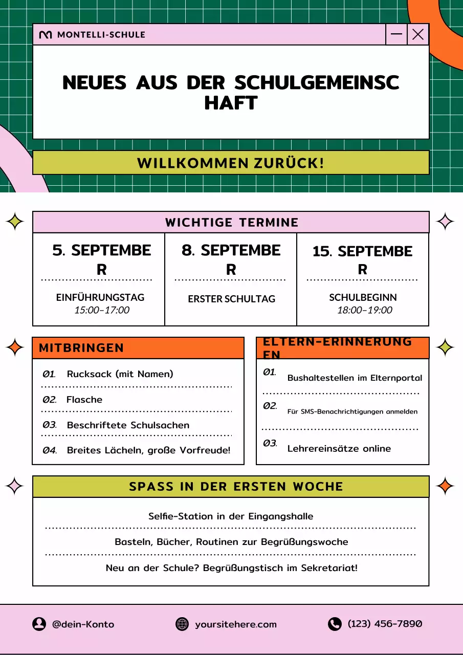 Beige Retro Schulnewsletter Poster