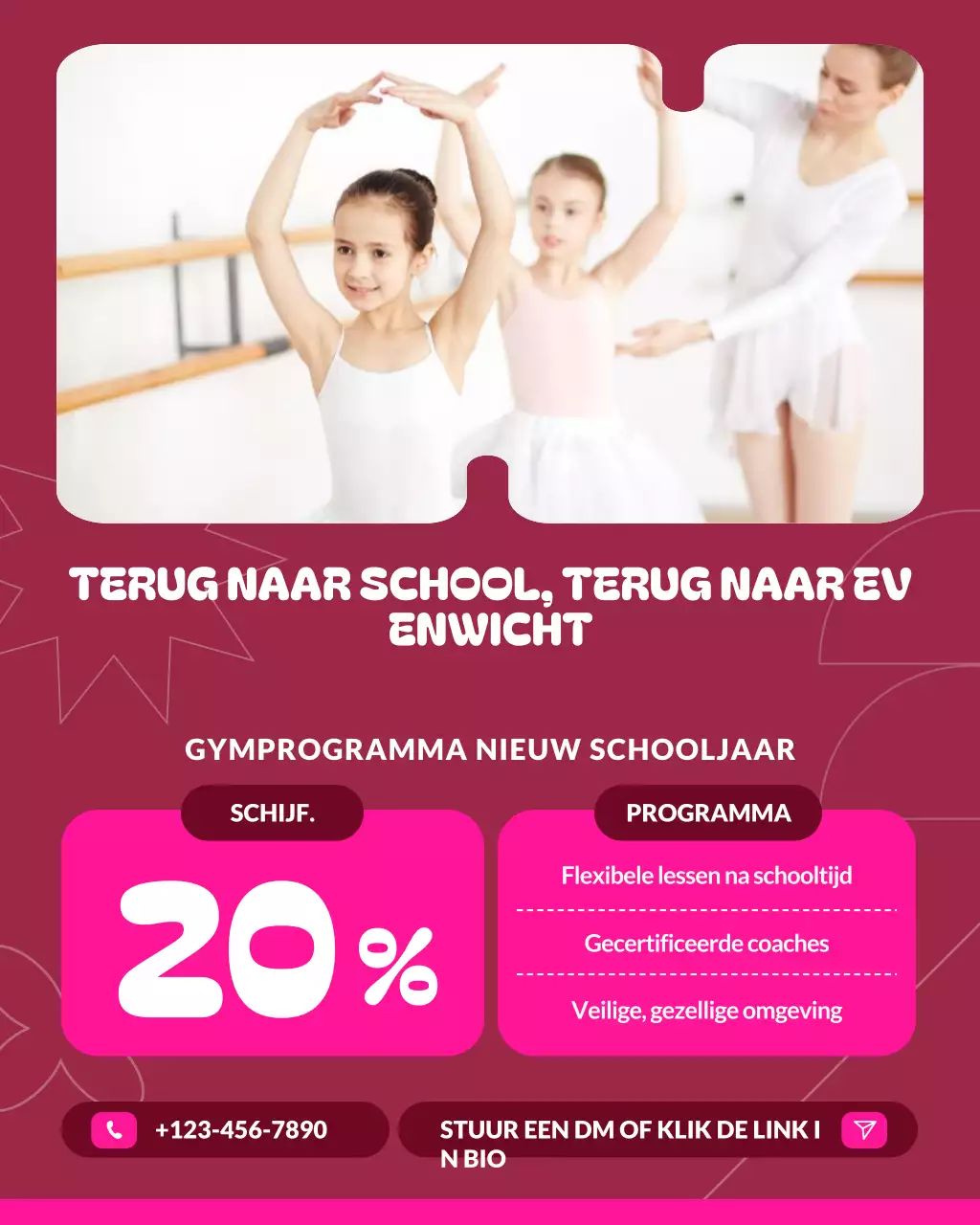 Instagram-bericht voor de promotie van Blue Modern Gymnastics