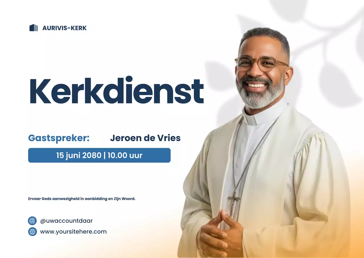 Witte moderne poster voor de eredienstaankondiging