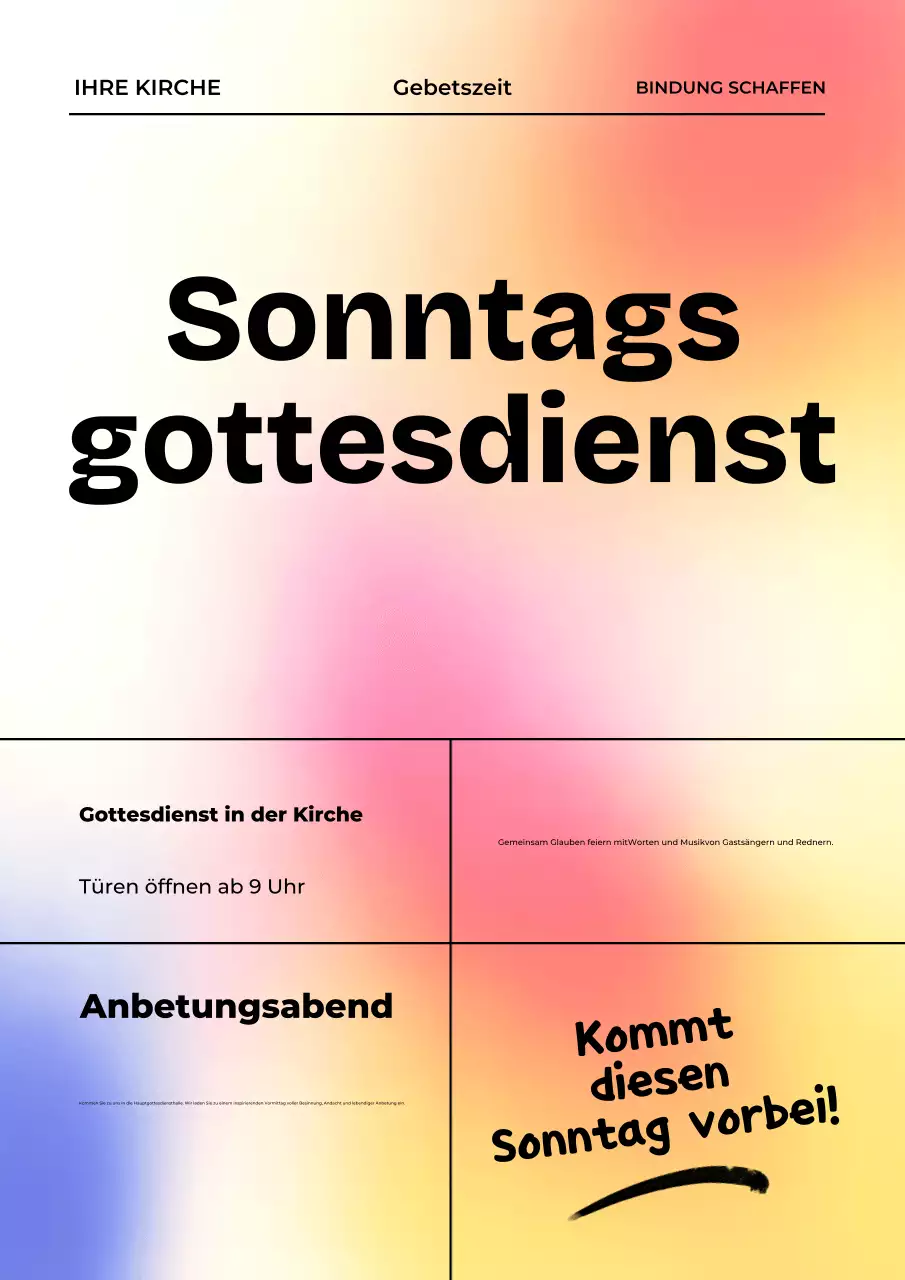 Farbenfrohe moderne Gottesdiensteinladung Poster
