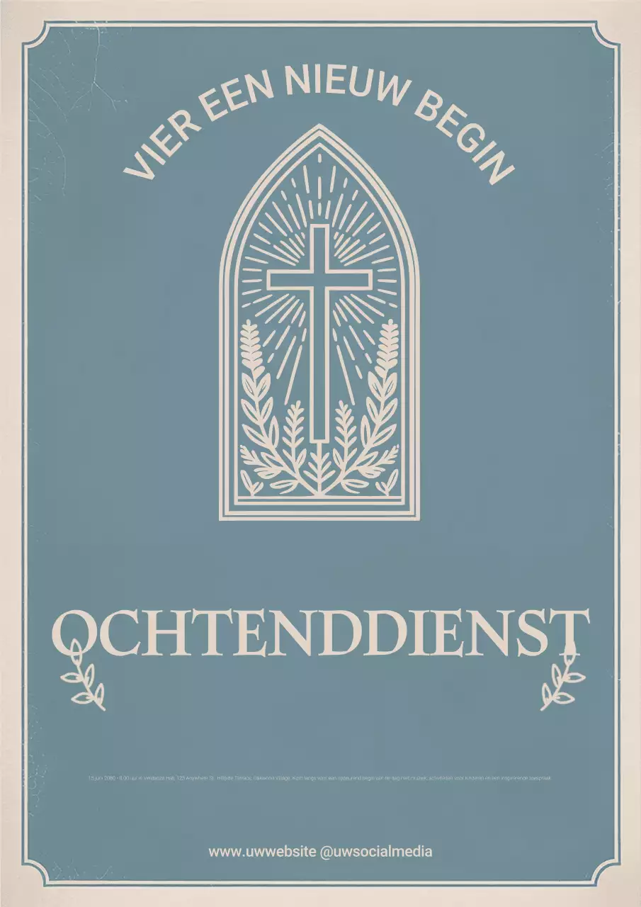 Blauwe poster voor aankondiging van traditioneel evenement