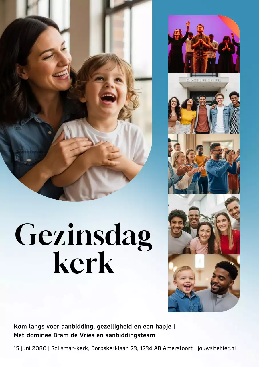 Blauwe moderne familie-evenementenposter