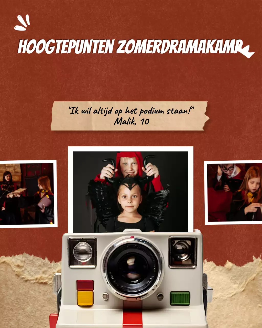 Rode vintage drama fotocollage Instagram