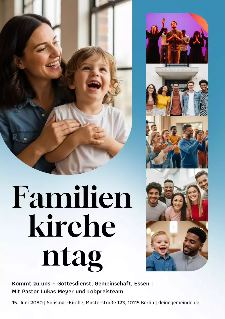 Blaues modernes Familienereignisplakat