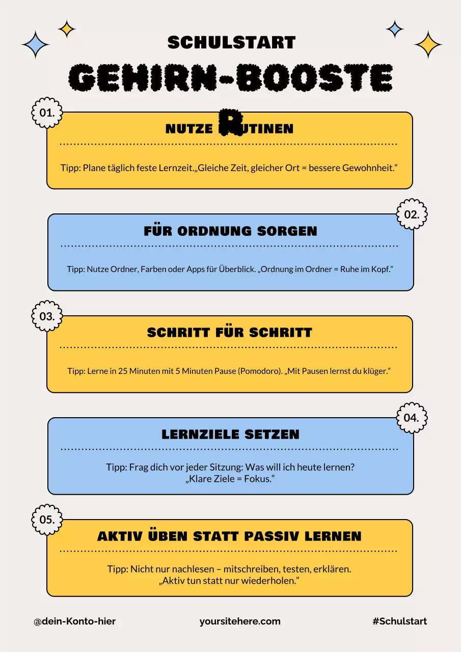 Beiges Poster mit modernen Lerntipps