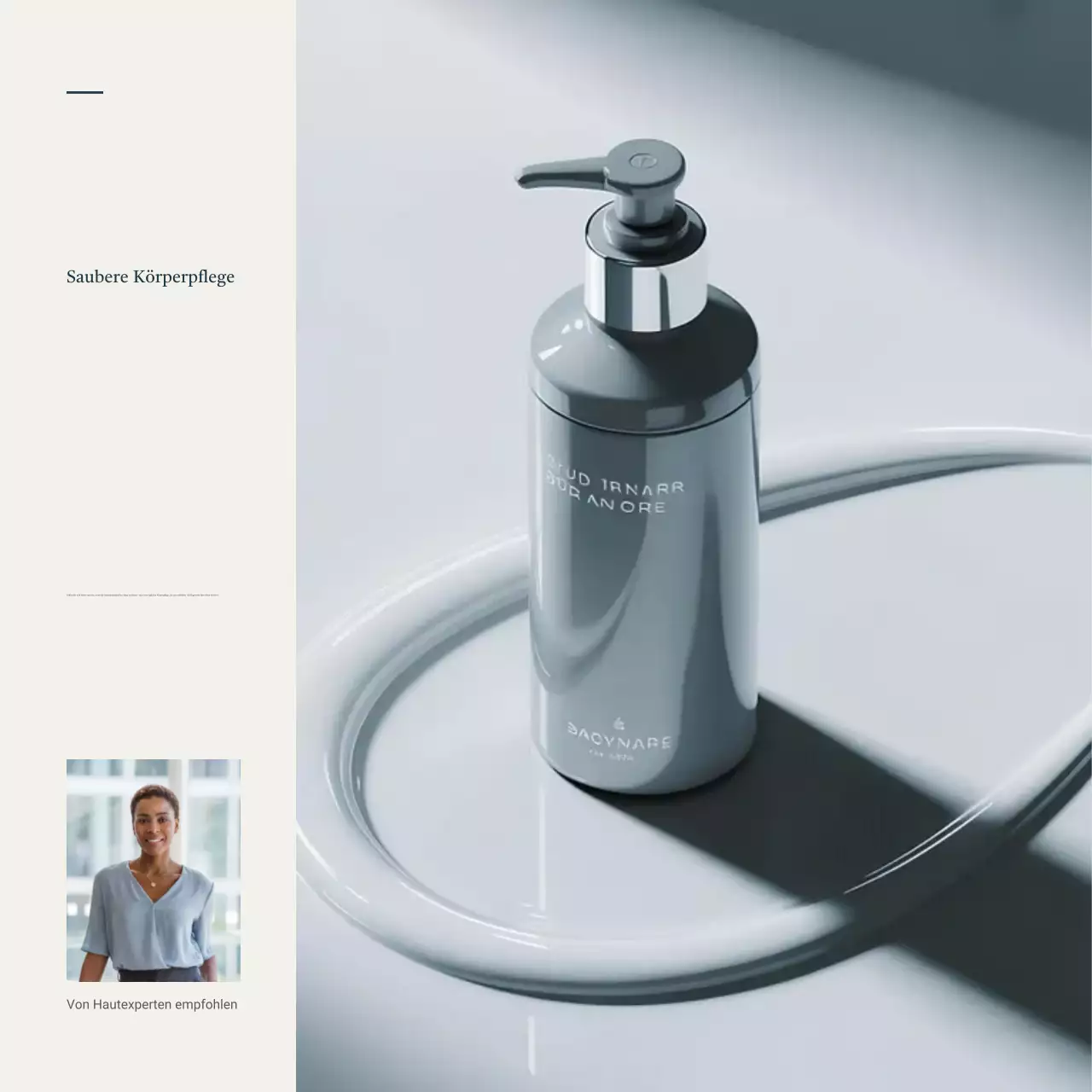 graue minimalistische Körperpflegewerbung