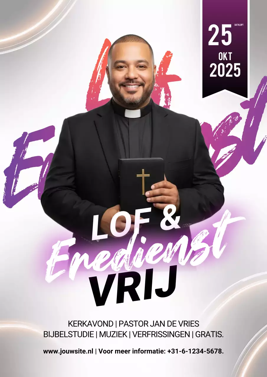 Paarse moderne poster voor aanbiddingsevenementen