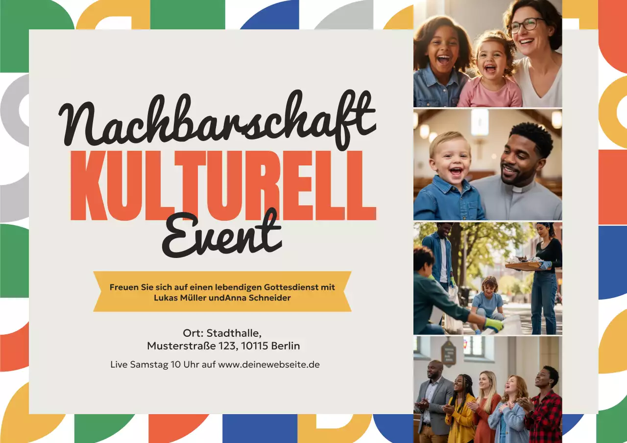 Gelbes modernes Community-Ankündigungsplakat