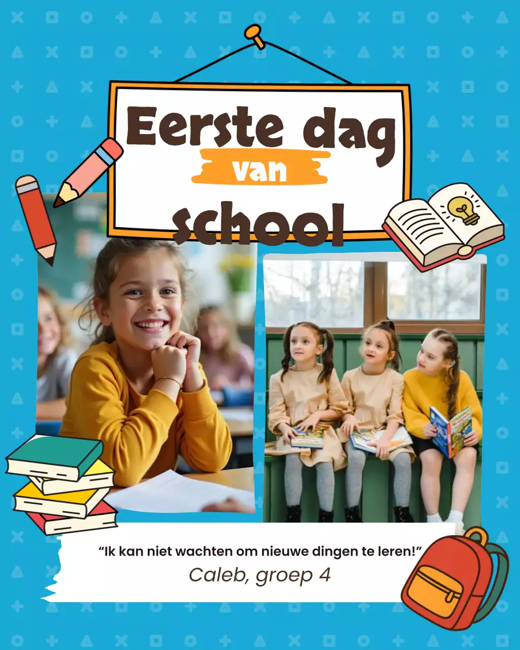 Kleurrijke Instagram-post voor de eerste schooldag
