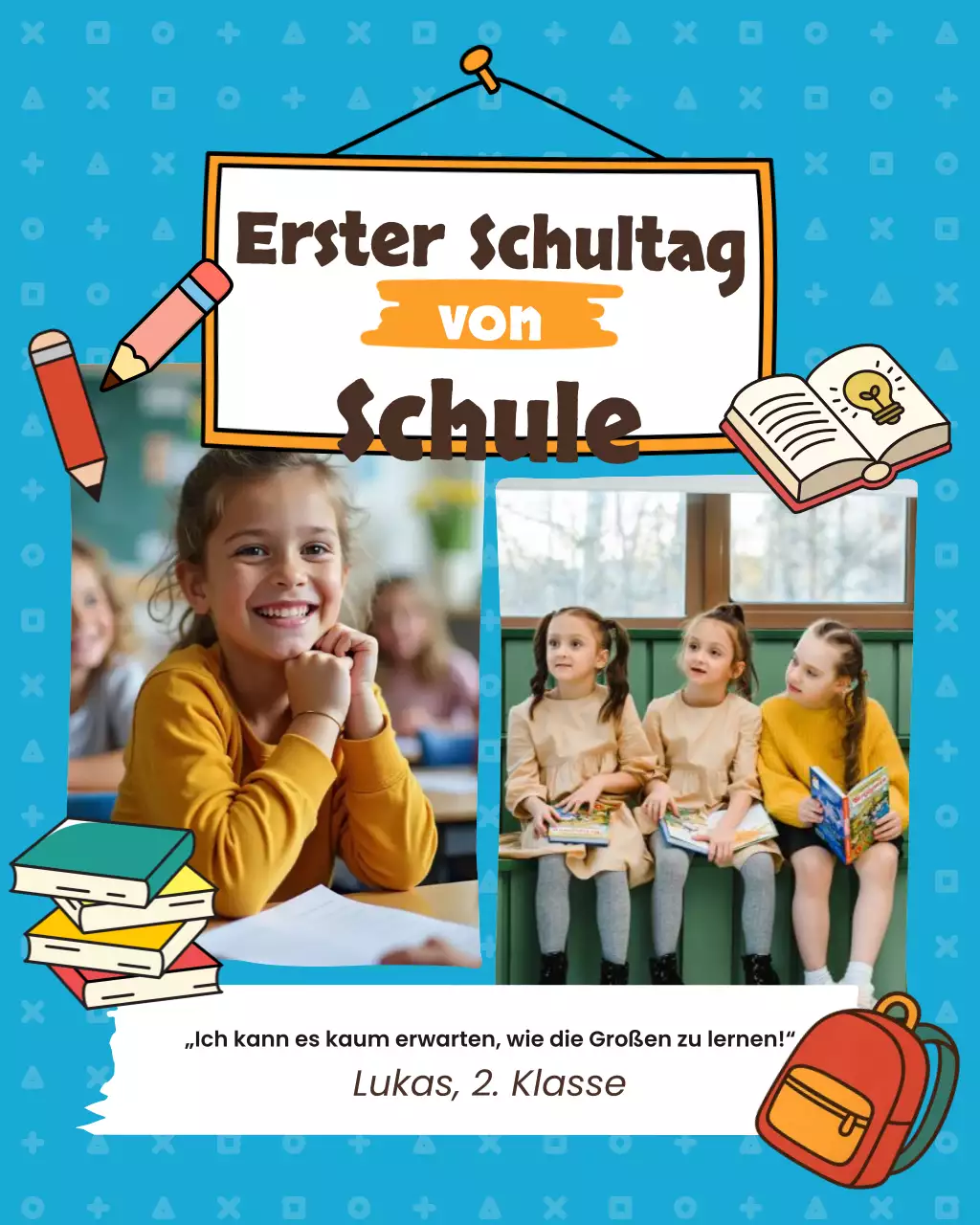 Farbenfroher Instagram-Beitrag zum ersten Schultag