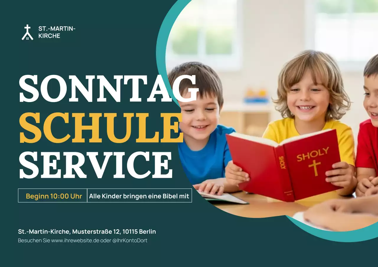 Blaugrünes modernes Schulankündigungsplakat