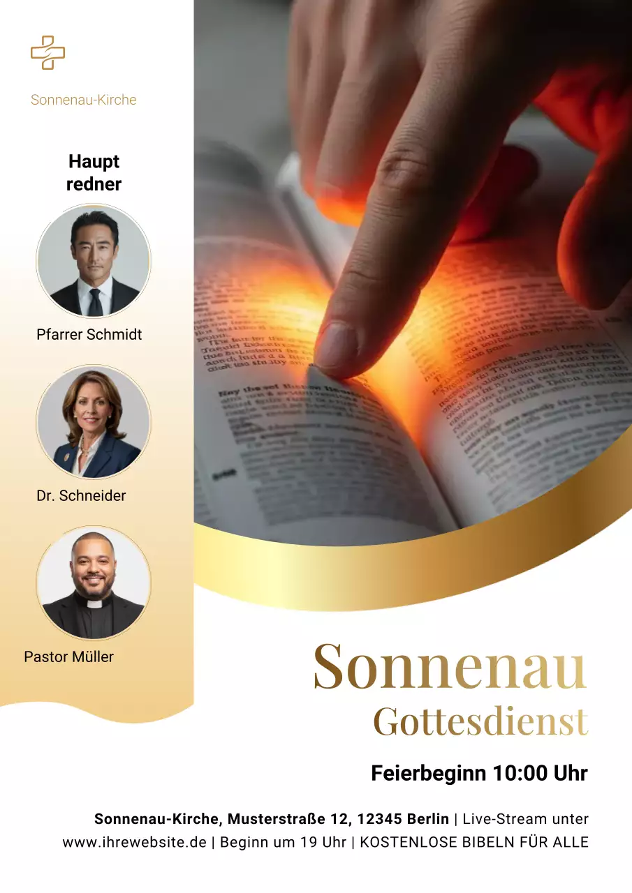 Elegante Goldgottesdienst-Einladung Poster