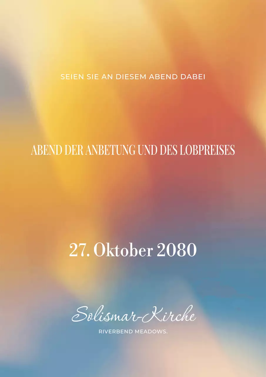 Ankündigungsplakat für farbenfrohe Anbetung in Pastellfarben