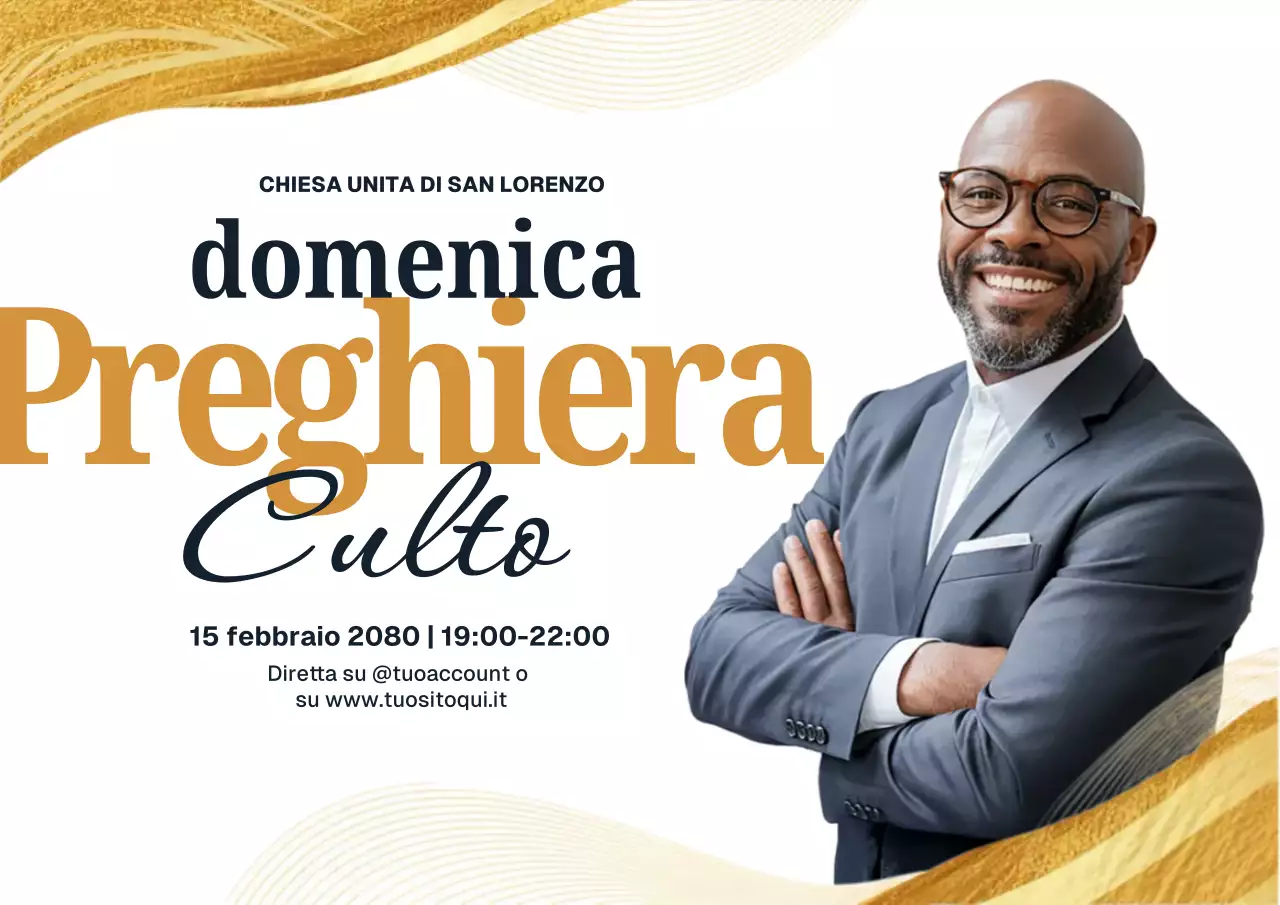 Poster di annuncio di preghiera moderna in oro